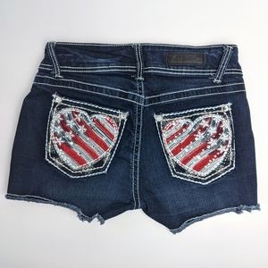 Wallflower Patriotic Heart Jewel Stud Jean Shorts